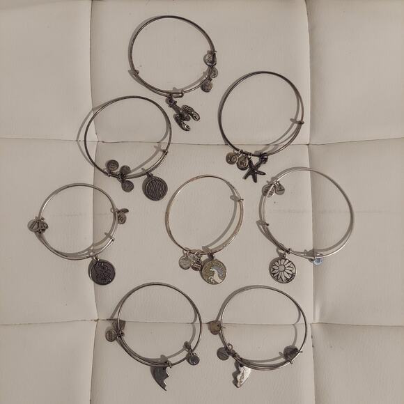 Authentic Alex and Ani Silver Tone Bracelet Lot of 8 *Matching Friends Set* - Picture 1 of 5